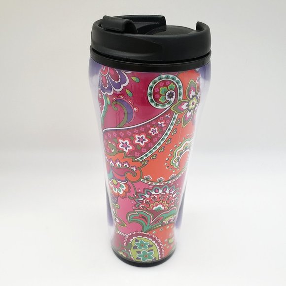 Vera Bradley Other - Vera Bradley Pink Swirls Travel Mug Coffee Cup Tumbler Paisley Pattern Retired